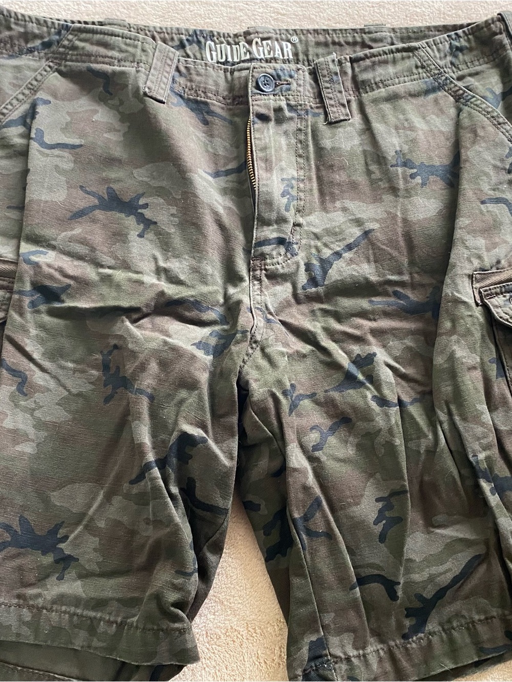 Guide Gear Men's Camo Jean Cargo Shorts - Olive Green